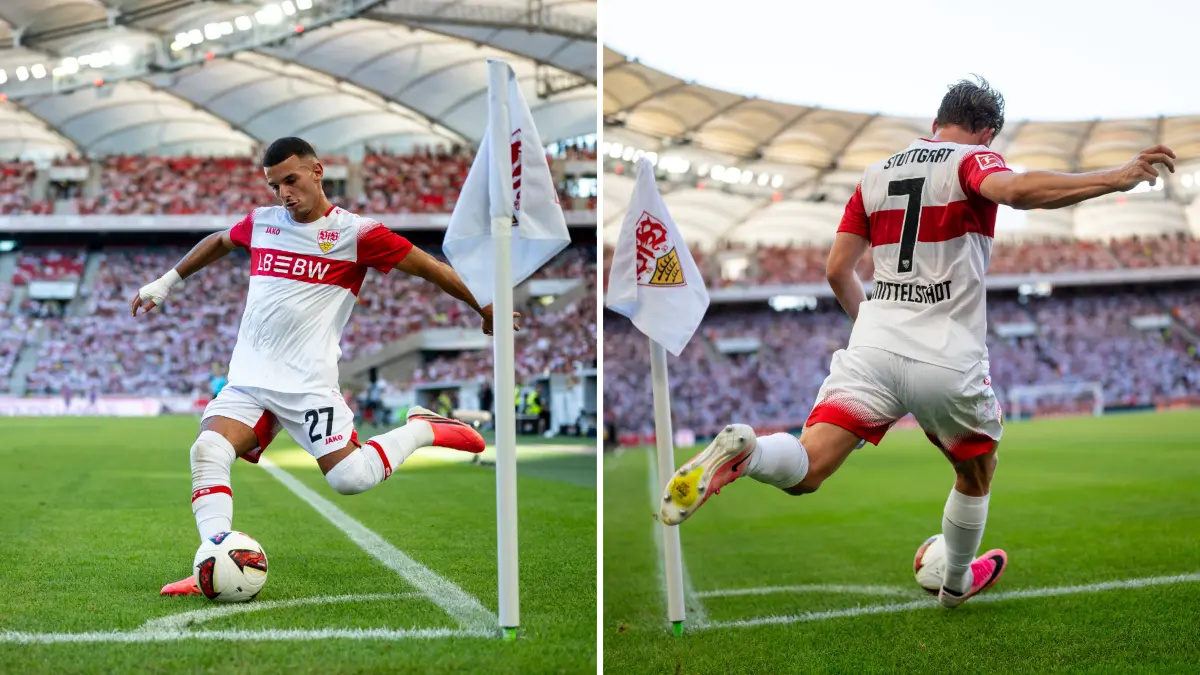 Badredine Bouanani (links) und Maximilian Mittelstädt waren gegen den FC Everton für die Hereingabe der Eckbälle zuständig.
