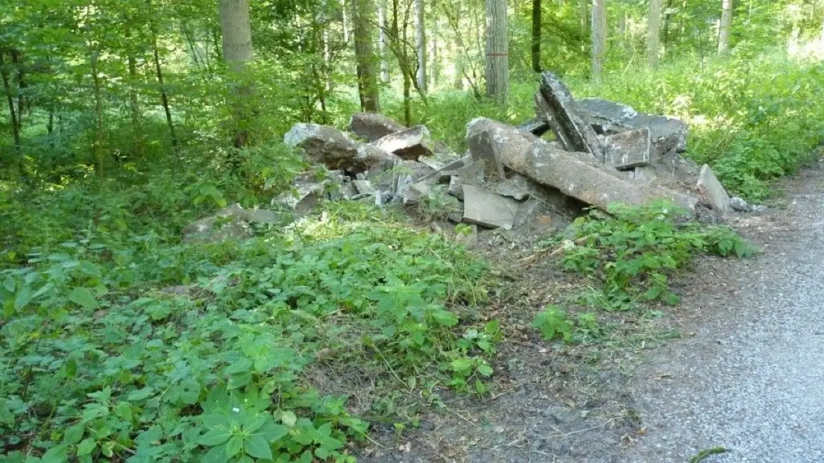 Unbekannte laden in Deckenpfronn Betonschutt ab.
