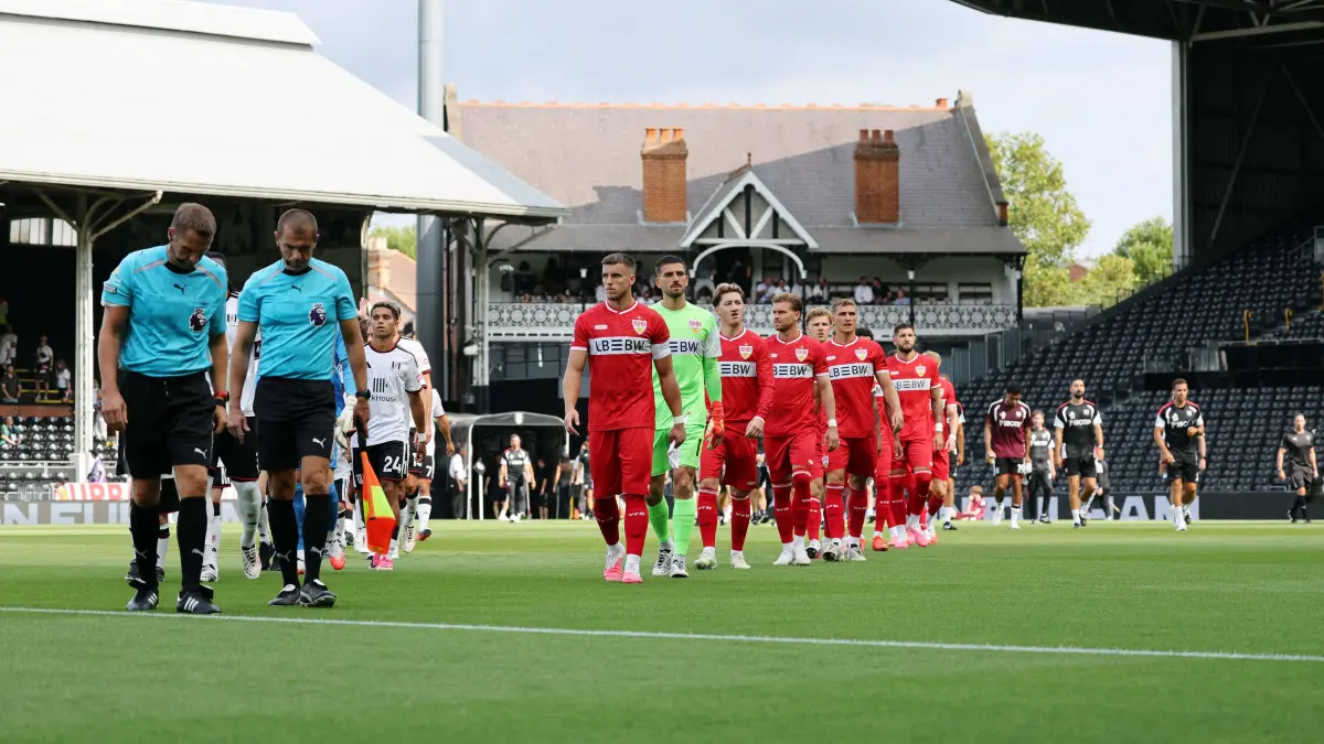 15.08.26 Fulham FC - VfB Stuttgart: 15.08.26 Fulham FC - VfB Stuttgart England, London, 15.08.2026, Fussball, Bundesliga, Saison 2026/2027, Testspiel, Fulham FC - VfB Stuttgart: VfB Stuttgart. *** August 15, 2026 Fulham FC vs. VfB Stuttgart England, London, August 15, 2026, Soccer, Bundesliga, 20262027 Season, Friendly Match, Fulham FC vs. VfB Stuttgart VfB Stuttgart