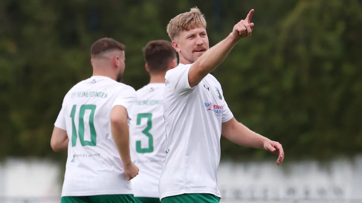Fußball TSV Heimerdingen vs. SV Allmersbach: BAU // 2026.08.15, Deutschland, Ditzingen Fußball TSV Heimerdingen vs. SV Allmersbach, Torschütze Lars Ruckh (Heimerdingen) jubelt über sein Tor zum 3:0