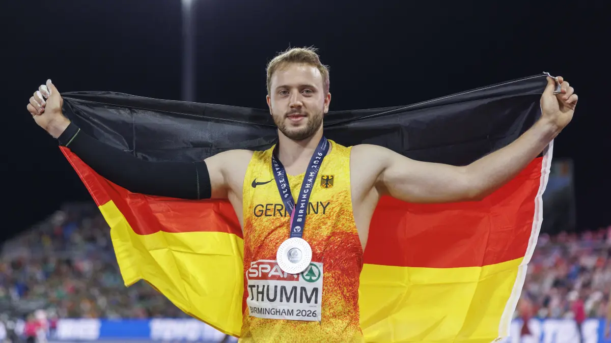 European Athletics Championships; Birmingham, 15.08.2026: BIRMINGHAM, GREAT BRITAIN - AUGUST 15, 2026: Nick THUMM GER / Germany, Silver in the javelin throw during the European Athletics Championships at Alexander Stadium on August 15, 2026 in Birmingham, Great Britain. Great Britain Copyright: xAxelxKohringx