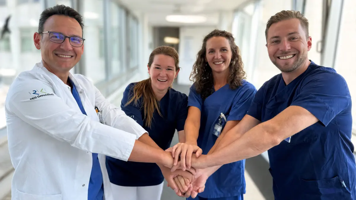 Das Expertenteam des Kontinenz- und Beckenbodenzentrums in Ludwigsburg (von links): Luai Hajouan, Marilena Patalong-Dahm, Anna Merscher und Theodor Jovchevski.