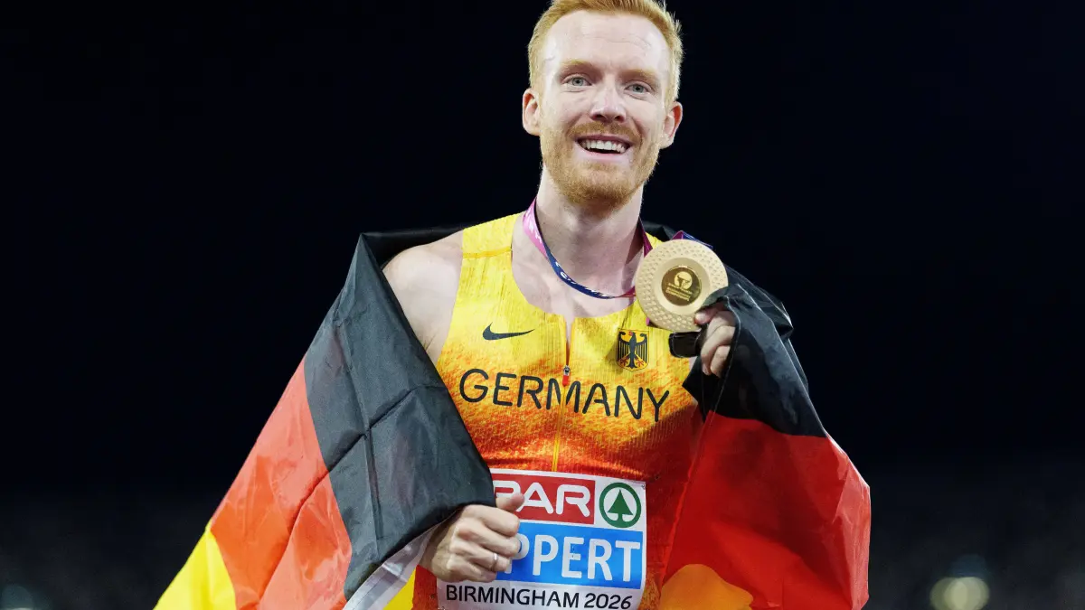 BIRMINGHAM, GREAT BRITAIN - AUGUST 16, 2026 : European champion over 3000m steeplechase: Frederik RUPPERT GER / Germany during the European Athletics Championships at Alexander Stadium on August 16, 2026 in Birmingham, Great Britain. Great Britain Copyright: xLeahxKohringx