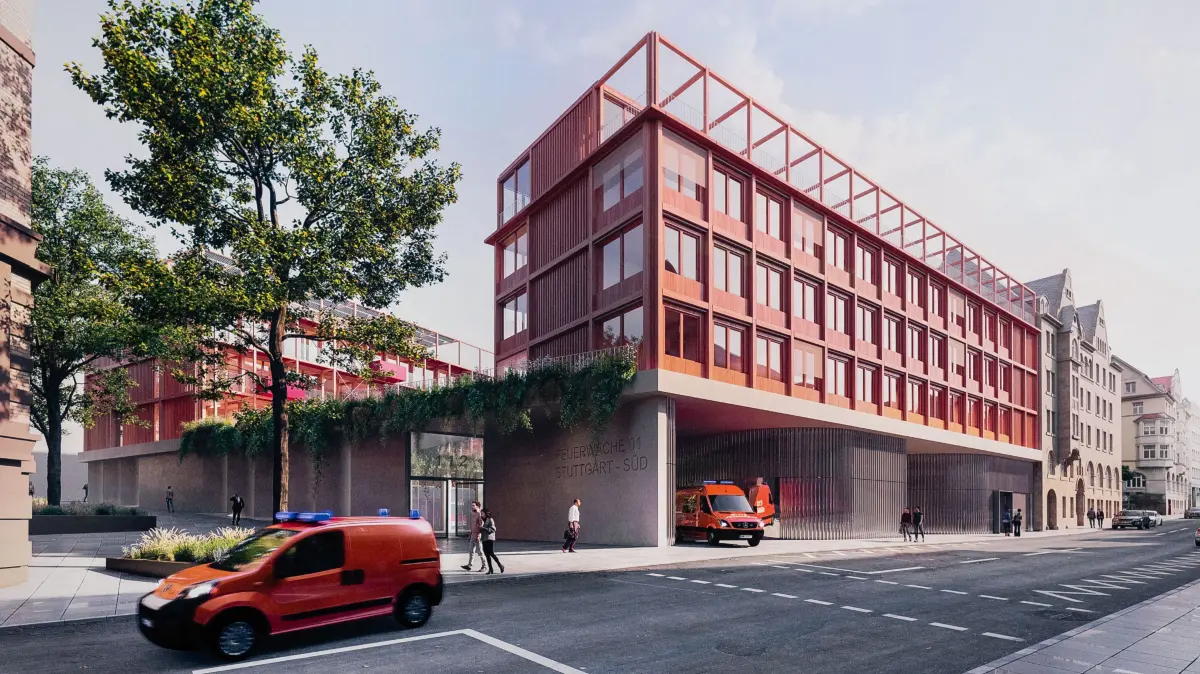 Architektenwettbewerb und 1.Platz des Siegerentwurfs des Architektenbüros Steimle für den Neubau der Feuerwache 1 in der Katharinenstrasse.