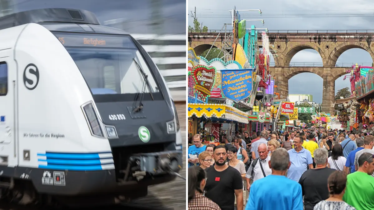 Collage Pferdemarkt und S-Bahn Bietigheim