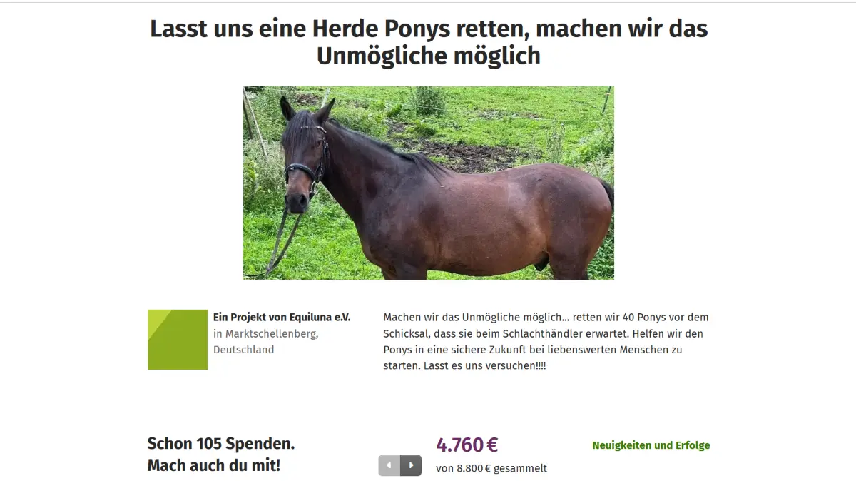 Ponyhof Müller Spendensammlung