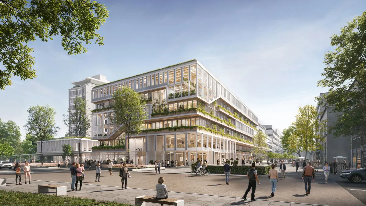 Visualisierung des neuen Schlossgartenquartiers in Stuttgart.