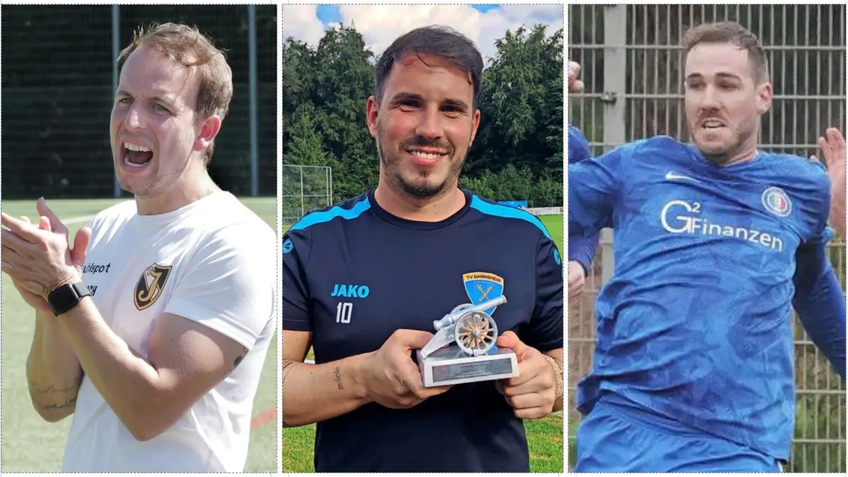 Namen im Blickpunkt. Von links: der Trainer Dominik Lenhardt, der Torschützenkönig Simon Lindner und der Abwehrroutinier Lukas Zweigle.
