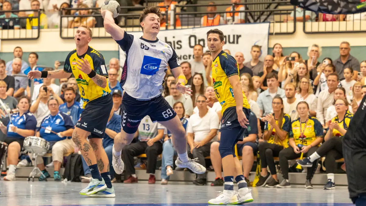 L Sportlicher Höhepunkt Handball-Drittligist SV Kornwestheim empfängt DHB-Pokal Rhein Neckar Löwen, 69Finn Joneleit, Foto: Andreas Essig