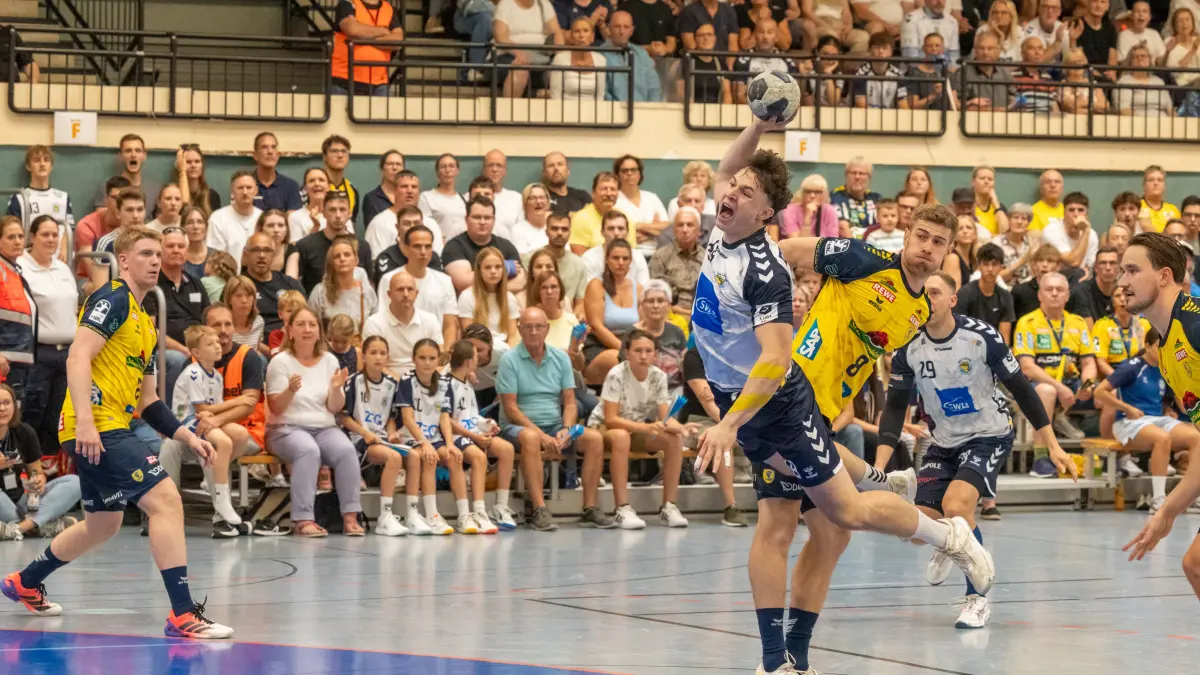 L Sportlicher Höhepunkt Handball-Drittligist SV Kornwestheim empfängt DHB-Pokal Rhein Neckar Löwen, 69Finn Joneleit, Foto: Andreas Essig