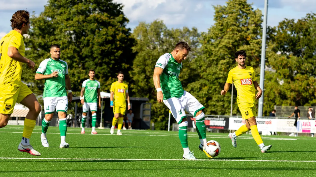 Michael Klauss (GSV Maichingen, #11) mit dem Abschluss.
1.FC Heiningen vs GSV Maichingen, Fussball, Landesliga 2, Spieltag 2, Saison 2026/2027, 22.08.2026,
Foto: Eibner-Pressefoto/Davide Di Giovanni