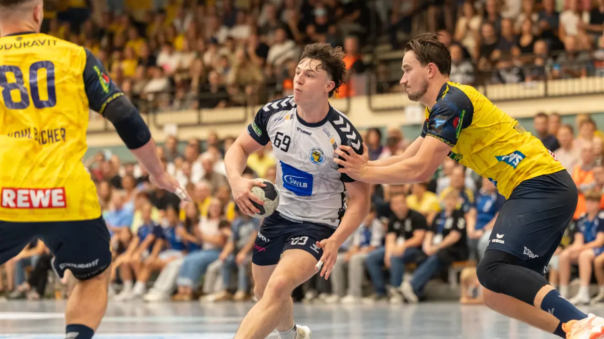 L Sportlicher Höhepunkt Handball-Drittligist SV Kornwestheim empfängt DHB-Pokal Rhein Neckar Löwen, 69Finn Joneleit, Foto: Andreas Essig