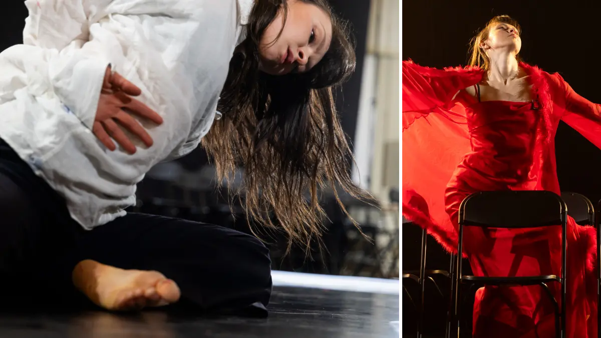 Probenszenen aus dem neuen Tanzstück "Im Kühlschrank brennt noch Licht" mit Kristina Olearnikova und Sonia Lautenbacher (von links)