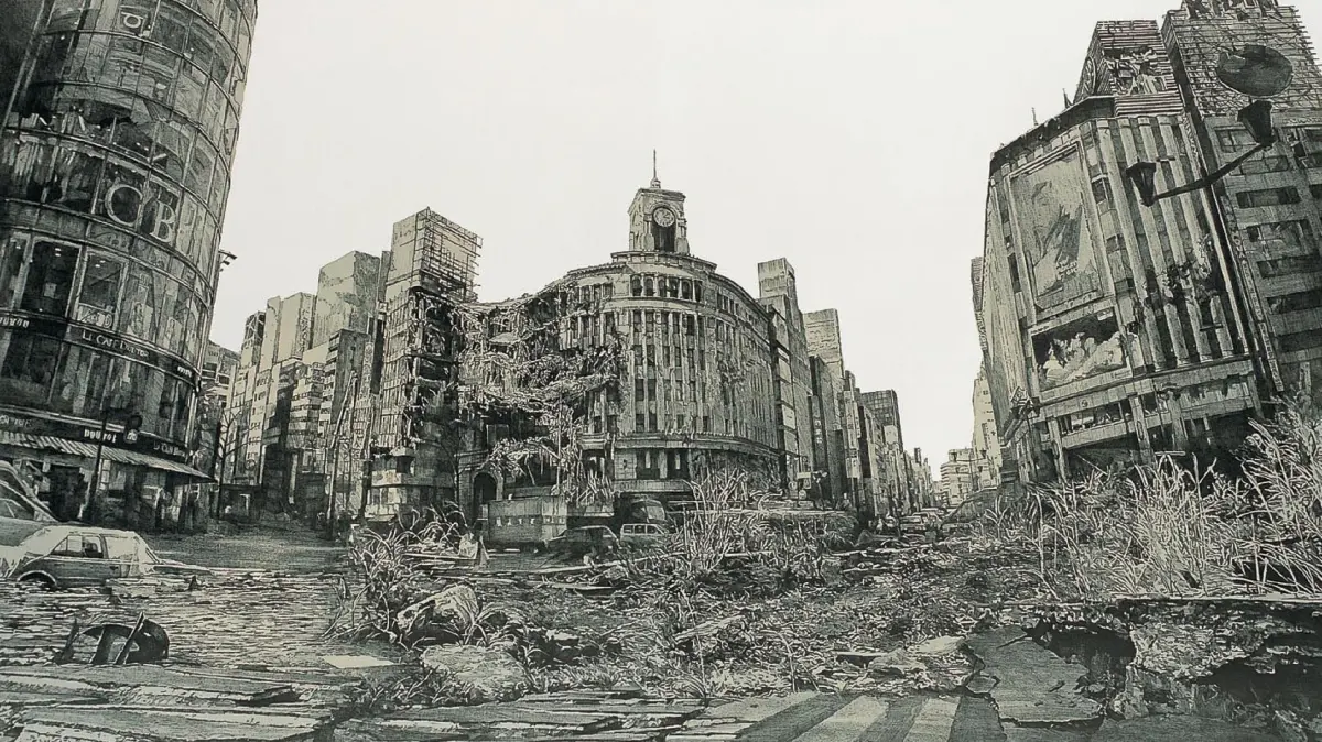 So stellt sich der Zeichner Hisaharu Motoda ein postapokalyptisches Tokio vor.