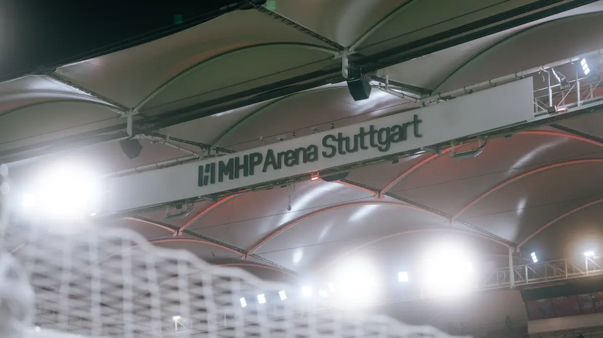 Aufschrift MHP Arena , GER, VfB Stuttgart vs. Young Boys Bern, Fussball, Europa League, Spieltag 8, Spielzeit 2025/2026, 29.01.2026, GER, VfB Stuttgart vs. Young Boys Bern, Fussball, Europa League, Spieltag 8, Spielzeit 2025/2026, 29.01.2026, Stuttgart *** Inscription MHP Arena , GER, VfB Stuttgart vs Young Boys Bern, Football, Europa League, Matchday 8, Season 2025 2026, 29 01 2026, GER, VfB Stuttgart vs Young Boys Bern, Football, Europa League, Matchday 8, Season 2025 2026, 29 01 2026, Stuttgart Copyright: xEibner-Pressefoto/EdwardxCheungx EP_ECG