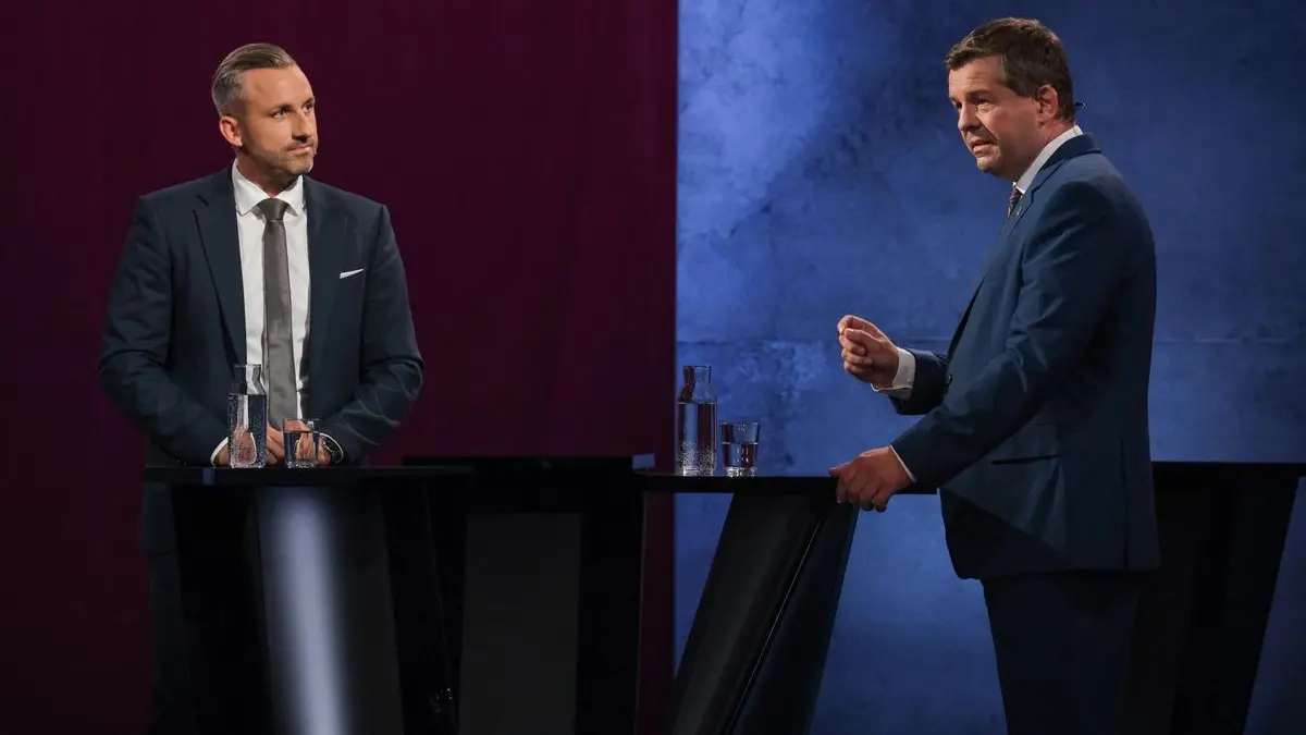 MDR-Wahlarena mit den Spitzenkandidaten Ulrich Siegmund (AfD) und Sven Schulze (CDU) zur Landtagswahl.