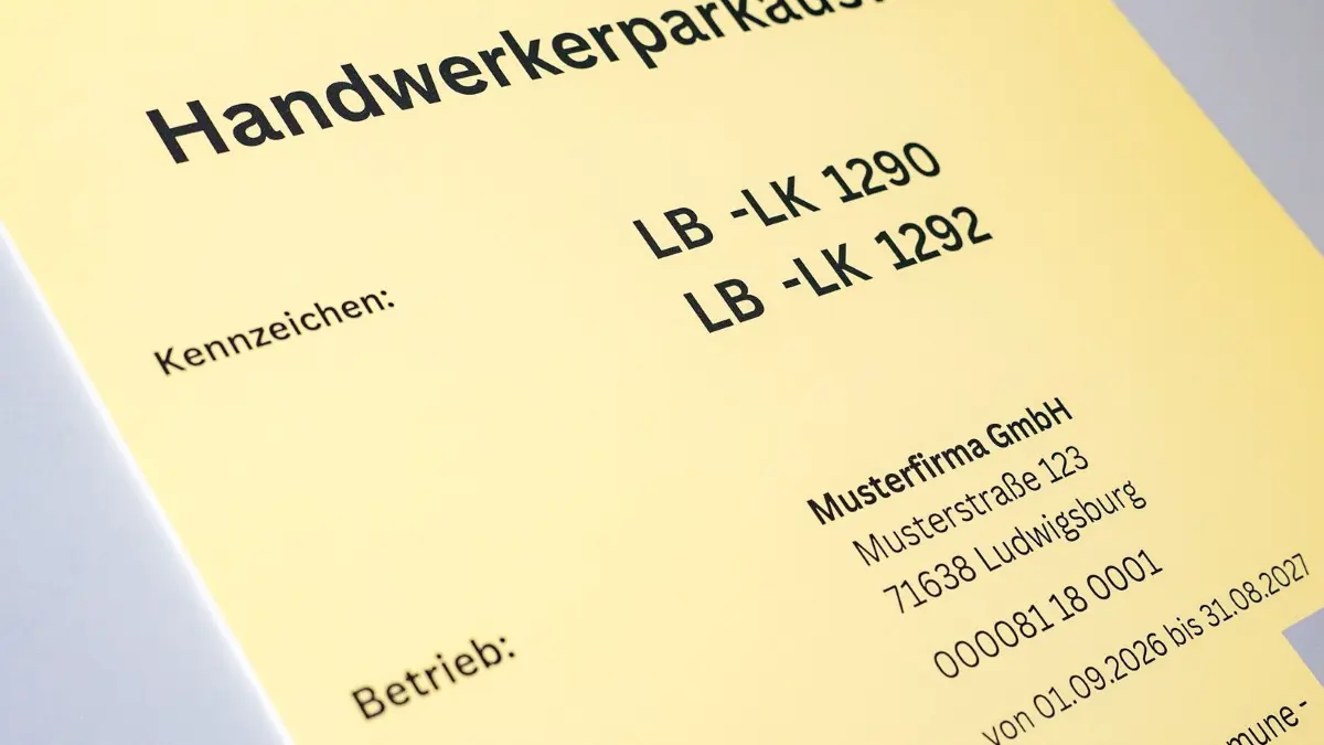 Handwerker-Parkausweis im Kreis Ludwigsburg