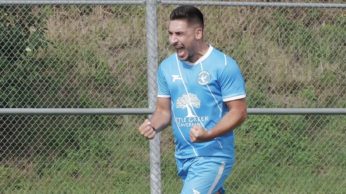 Fussball, Fußball, Kreisliga A2, GFV Omonia Vaihingen - SV Sillenbuch: Fussball, Fußball, Kreisliga A2, GFV Omonia Vaihingen - SV Sillenbuch
Nr.11 (O): Dimitrios Mpouranis - blau, Jubel, Jubelbild
Fotograf: Günter E. Bergmann - Photography
Aufnahmedatum: 30.08.2026