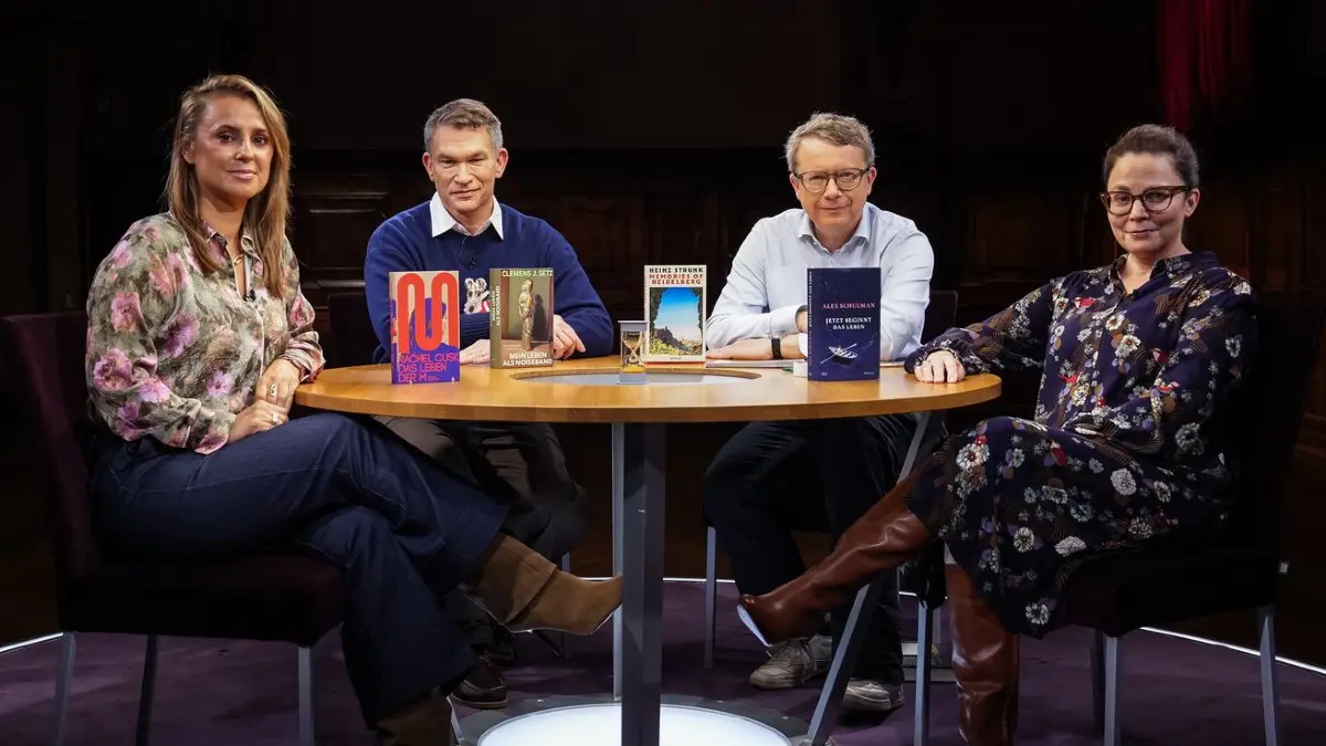 Von links: Jagoda Marini?, Philipp Tingler, Adam Soboczynski und Thea Dorn (Sendung 04.09.2026)