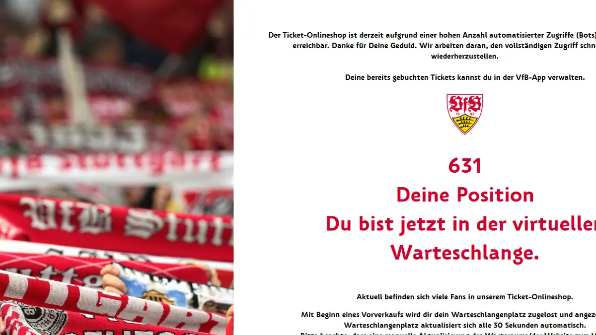 Der Ticketshop des VfB war zeitweise kaum zu erreichen