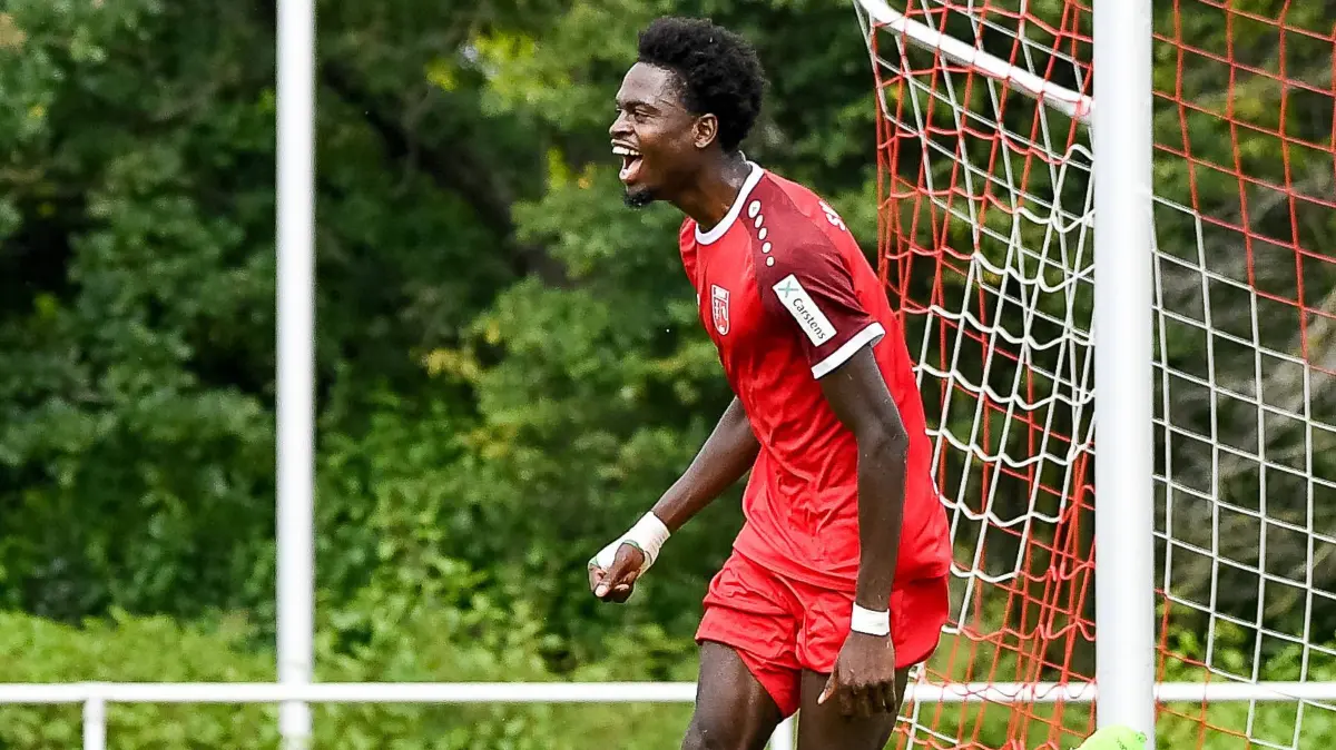 Bleart Dautaj SV Fellbach, 27 und Muhamad Sanyang SV Fellbach, 11 freuen sich ueber den 1:0 Fuehrungstreffer durch Bleart Dautaj SV Fellbach, 27 ,SV Fellbach vs. FC Noettingen, Fussball, Oberliga, 1. Spieltag, 2024/2025, 03.08.2024, SV Fellbach vs. FC Noettingen, Fussball, Oberliga, 1. Spieltag, 2024/2025, 03.08.2024, Fellbach *** Bleart Dautaj SV Fellbach, 27 and Muhamad Sanyang SV Fellbach, 11 are happy about the 1 0 lead goal by Bleart Dautaj SV Fellbach, 27 ,SV Fellbach vs FC Noettingen, Football, Oberliga, 1 Matchday, 2024 2025, 03 08 2024, SV Fellbach vs FC Noettingen, Football, Oberliga, 1 Matchday, 2024 2025, 03 08 2024, Fellbach Copyright: xEibner-Pressefoto/BerndxLeitnerx EP_BLR