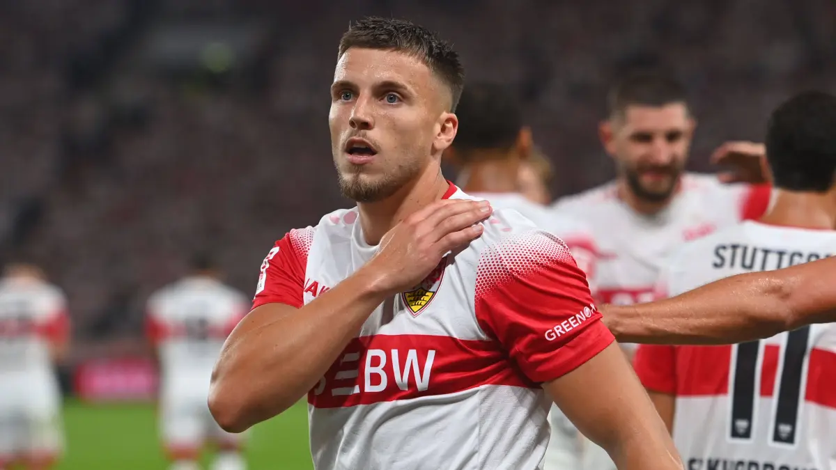 Fussball 1. Bundesliga/ VfB Stuttgart - 1.FC Koeln 4-1: Torjubel Ermedin DEMIROVIC VFB Stuttgart nach Tor zum 3-0, Jubel,Freude,Begeisterung,Aktion, Fussball 1. Bundesliga Saison 2026/2027, 2.Spieltag, Spieltag02, VfB Stuttgart - 1.FC Koeln 4-1 am 04.09.2026 , MHP ARENA *** Goal celebration: Ermedin DEMIROVIC of VFB Stuttgart after scoring the 3-0 goal celebration, joy, excitement, action, soccer, Bundesliga 1, 20262027 season, Matchday 2, Matchday 02, VfB Stuttgart 14 FC Cologne on September 4, 2026, MHP ARENA