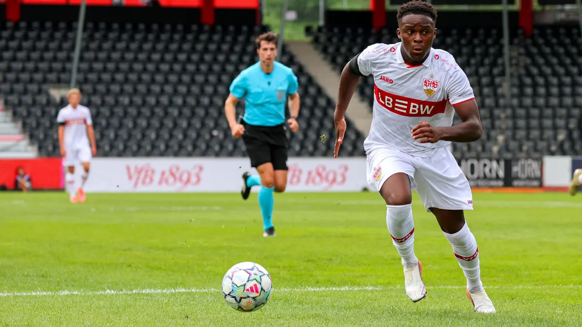BAU // 09.09.2026, Stuttgart, Fußball Champions League, Saison 2026/2027,
VfB Stuttgart U19 vs. Viking U19, Kenmoe Brayann (VfB)