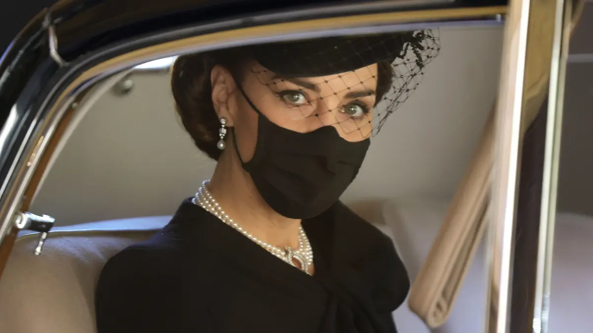 Kate, Herzogin von Cambridge, bei der Trauerfeier und Beisetzung von Queen-Ehemann Prinz Philip, Herzog von Edinburg.