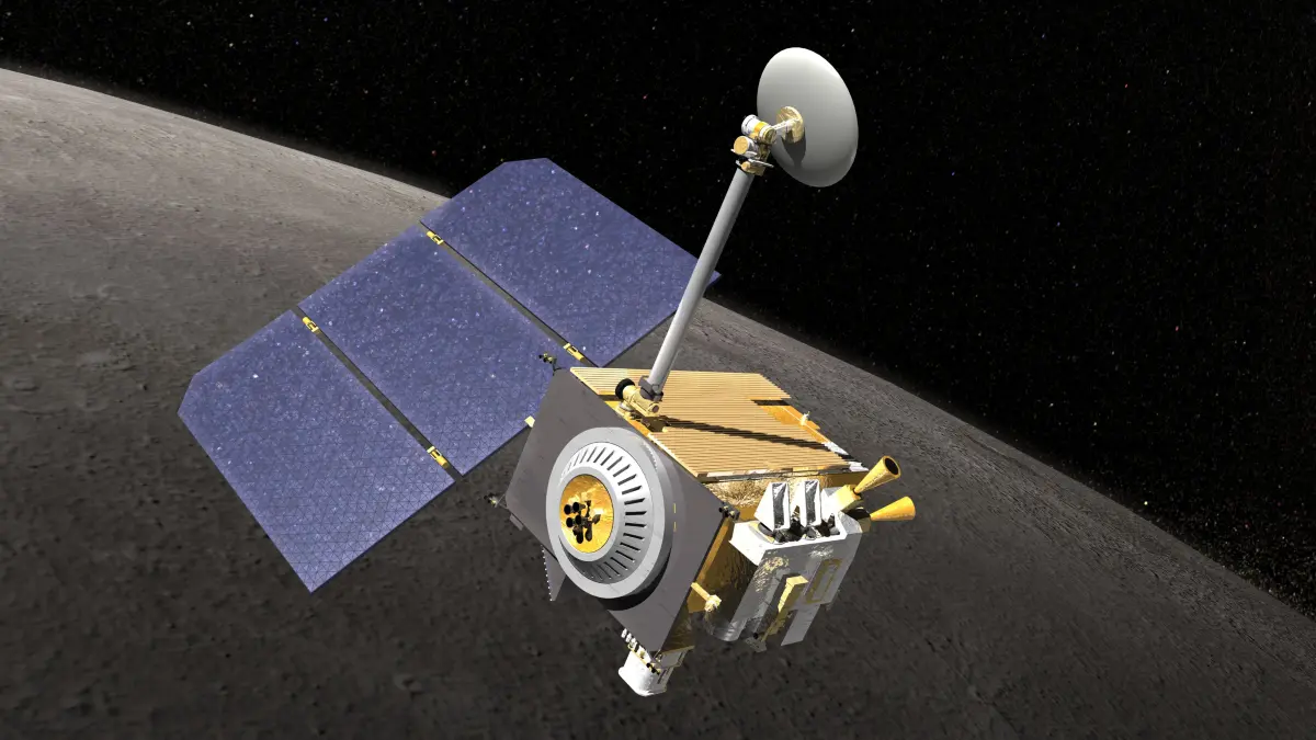 Lunar Reconnaissance Orbiter in einer Mondumlaufbahn (grafische Darstellung)