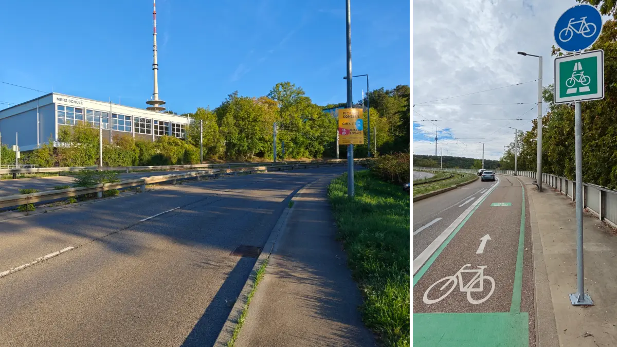 Schrittweise wird der Radschnellweg von der Haltestelle Payerstraße zum Fernsehturm ausgebaut. Jetzt steht der Abschnitt zwischen Geroksruhe und der Haltestelle Stelle an.