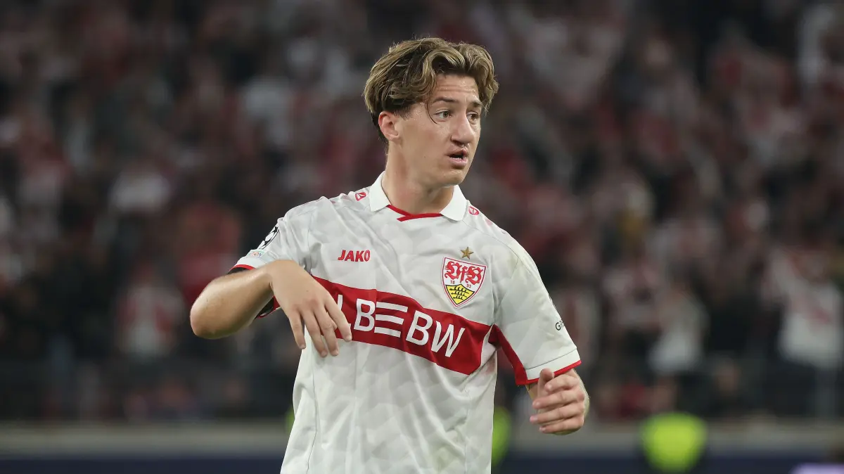 BAU // Stuttgart , Fußball UEFA Champions League VfB Stuttgart vs. Viking Stavanger , Angelo Stiller ( VfB )