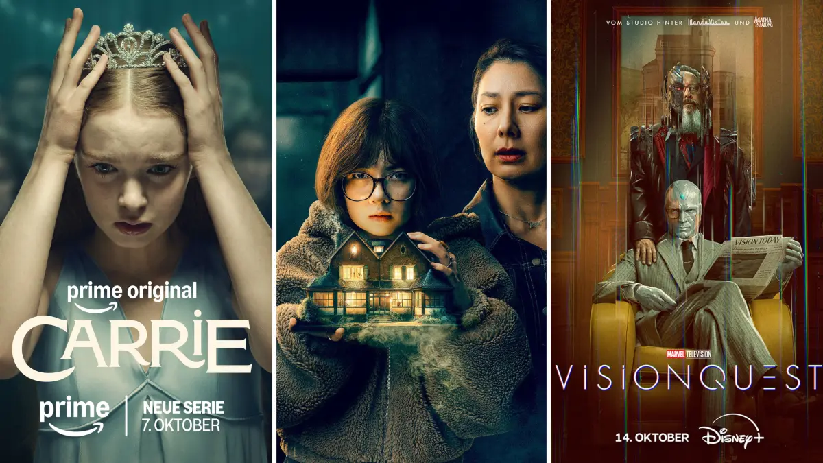 Wie wäre es zum Beispiel mit "Carrie", "House of Yang" oder "VisionQuest" (von links)? Unsere Streaming-Serien-Empfehlungen im Oktober.