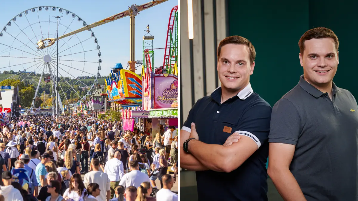 Die Zwillingsbrüder Steffen und Christoph Löslein haben eine Webseite entwickelt, die live anzeigt, wie voll es auf dem Wasen ist - dank Angaben von Besuchern.