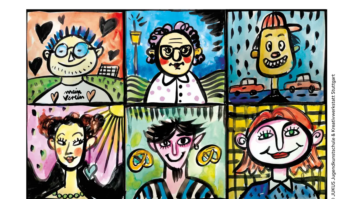 Dieses Bildmotiv entwarf die Jugendkunstschule Stuttgart für unseren Ehrenamtspreis