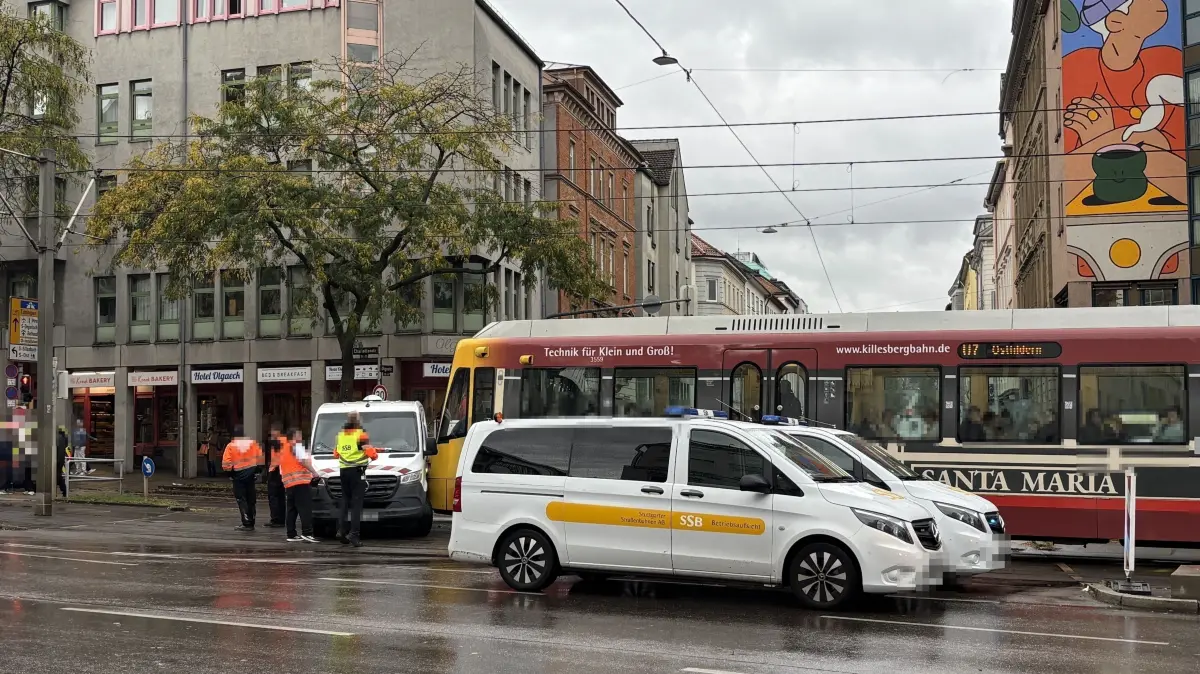 Am Olgaeck ist es Donnerstagnachmittag zu einem Stadtbahnunfall gekommen.