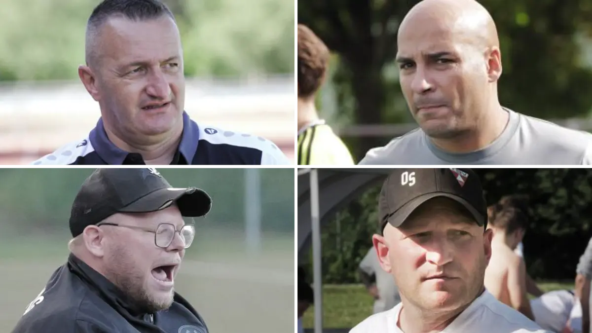 Gelingt die Bestätigung? Oben von links im Uhrzeigersinn: die Trainer Roko Agatic, Ugur Yilmaz, Oliver Stierle und Alexander Schweizer.