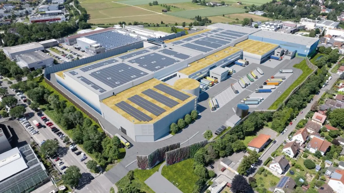 So soll das neue Verwaltungs- und Warenverteilzentrum in Kirchheim Ende 2029 aussehen.