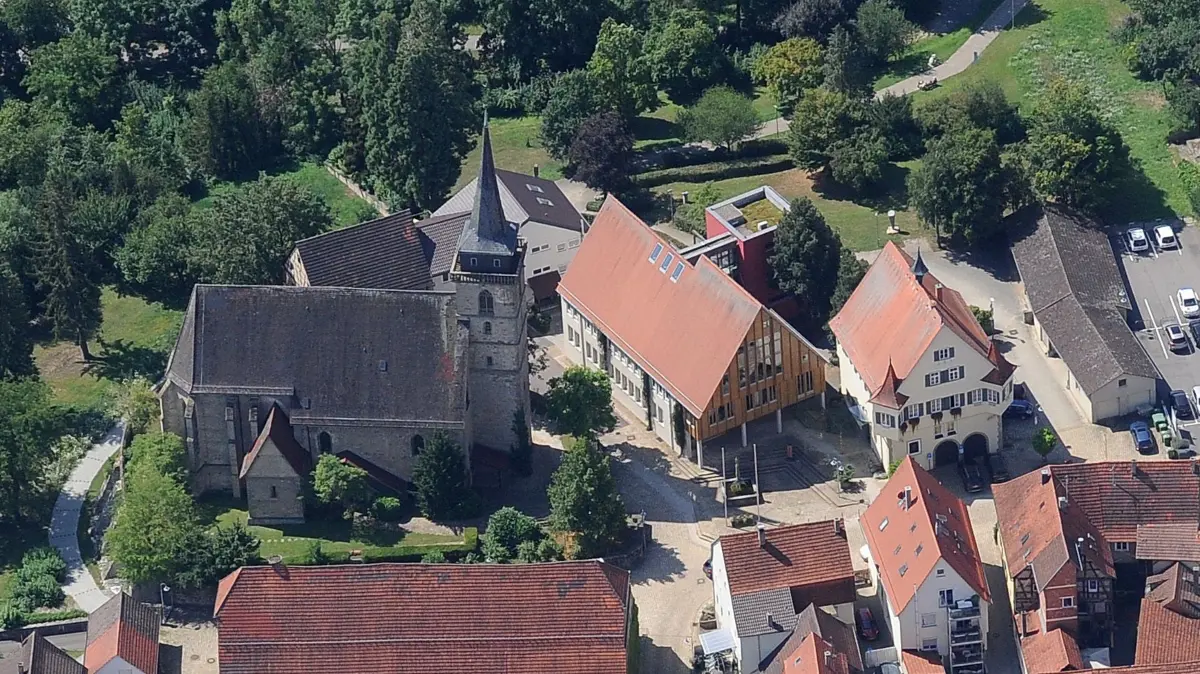 Luft Luftbild
Ingersheim
Ortsmitte Kirche Rathaus